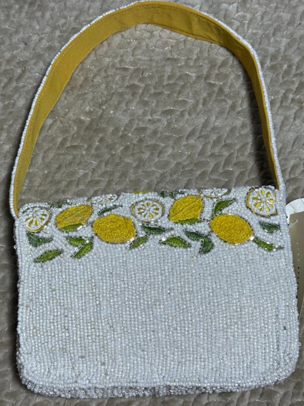 NWT Lemon Beaded Bag TikTok Viral Summer Purse White Yellow Shoulder Bag - Picture 4 of 11